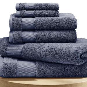 BIOWEAVES 100% Organic Cotton 6-Piece Luxury Bathroom Towels Set GOTS Certified 700 GSM, 2 Bath Towels, 2 Hand Towels & 2 Wash Cloths - Mineral