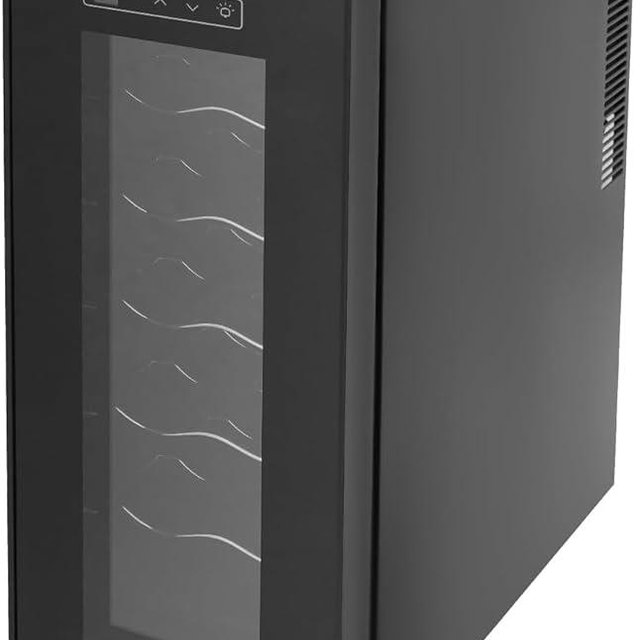 HAPPCUCOE 12 Bottle Wine Fridge, 53.6-64.4°F Digital Temperature Control Wine Fridge Freestanding Small Wine Cooler Counter Wine Cellar Wine Cooler Refrigerator for Homes, Bars,Party