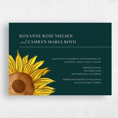 Darkest Green Wedding Invitation - Bonnie Landscape