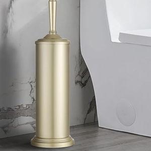 Stainless Steel Toilet Brush and Holder,Toilet Bowl Brush with Long Handle for Bathroom,Toilet Brushes-Space Saving,Covered Brush, Durable, Deep Cleaning,Splash Resistant (Gold)