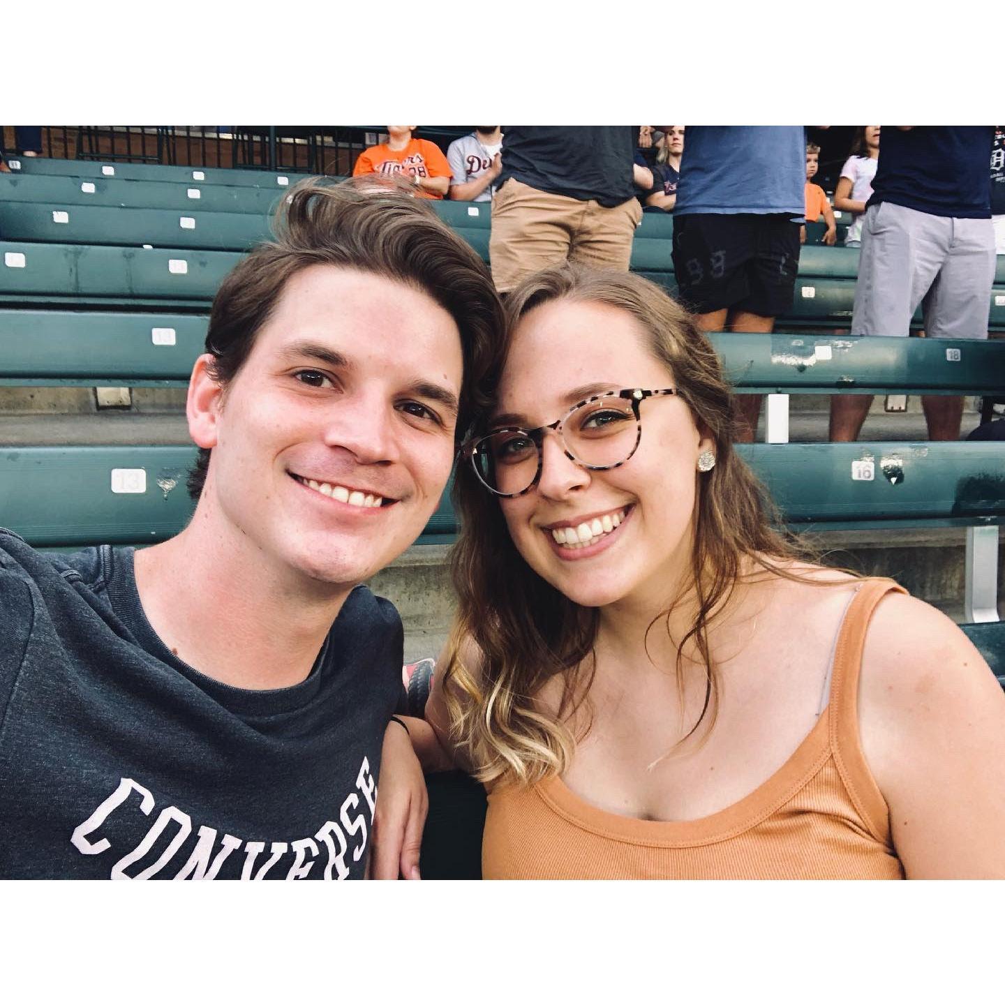 Our first Tigers game together, waiting for Miggy to hit his 500th HR.