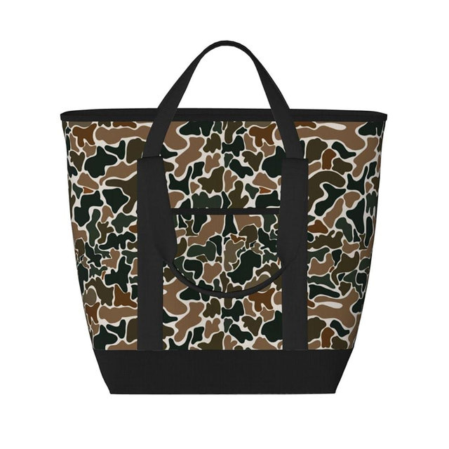 Crazy Bison Western Pattern Insulated Cooler Bag, Camo Cooler Tote with Thermal Insulation, Reusable Grocery Bag for Food