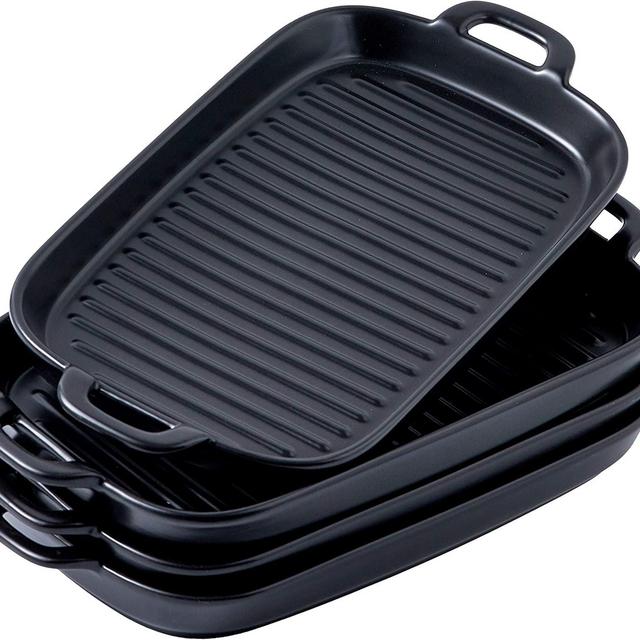 Bruntmor 10" X 6" Set Of 4 Serving Platters Porcelain Serving Plates Matte