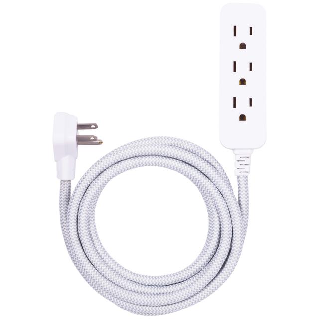 Cordinate 10ft. 3-Outlet Extension Cord, White/Gray – 39624