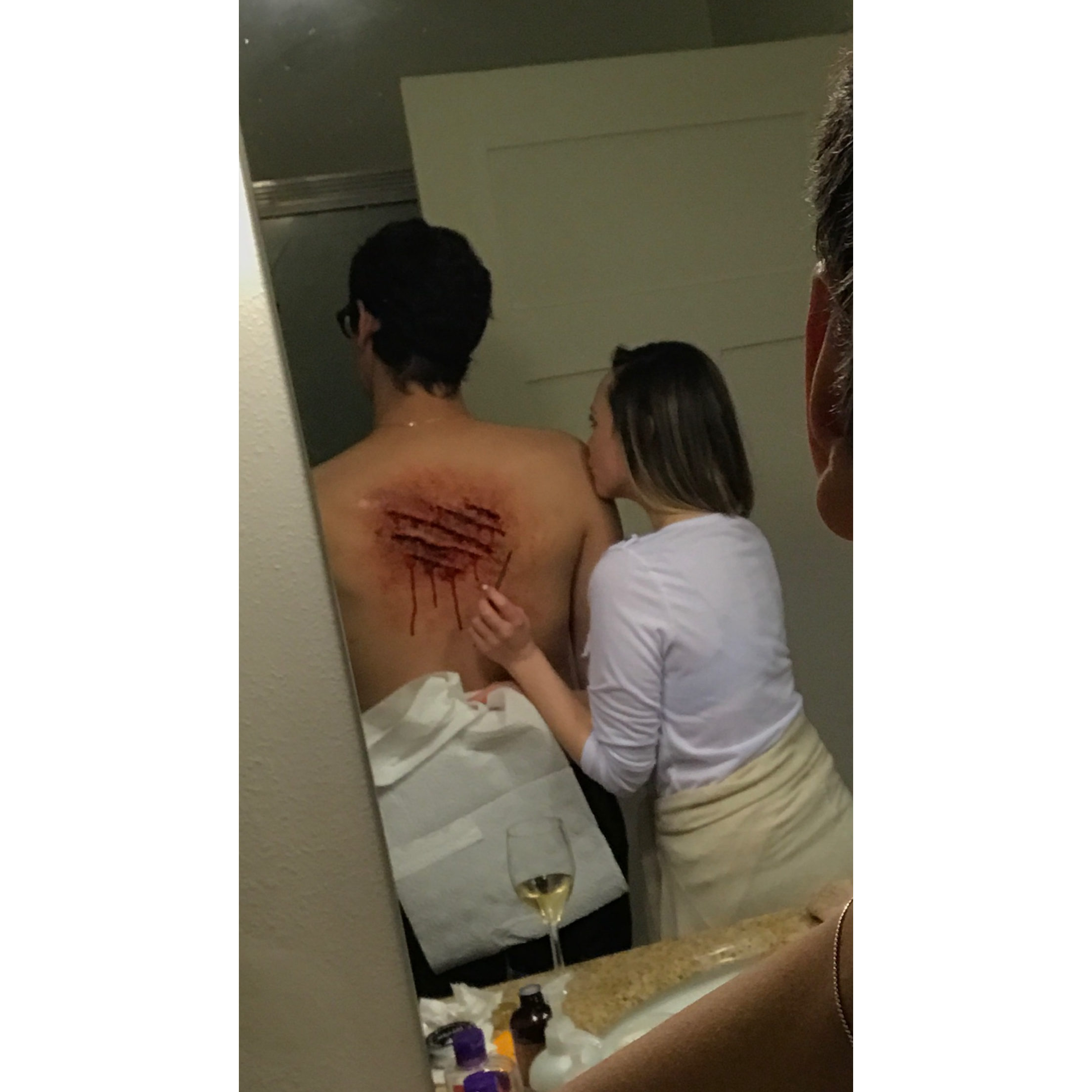 Some date nights consisted of this. (Alexis does SFX make up, no Joshes were harmed)