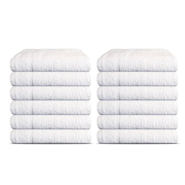 12 Pack Luxury Salon Towels, 100% Ringspun Cotton Comfort, Not Bleach Proof Highly Absorbent Barber Towels (25 x 15) Hair Towel Wrap for Women, Hand, Gym, Beauty, Spa & Home Hair Care – White