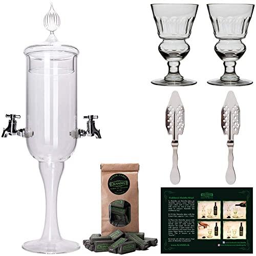 Absinthe Fountain Set Petite | 1x Absinthe Fountain | 2x Absinthe Glasses | 2x Absinthe Spoons | 1x Absinthe Sugar Cubes | Drink Absinthe the traditional way!