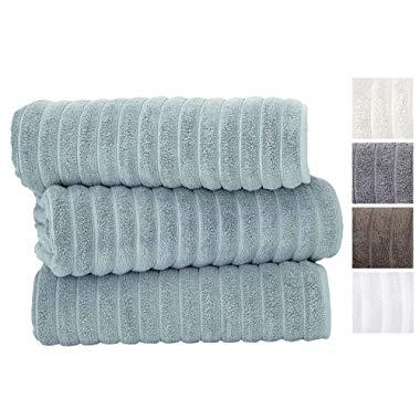Classic Turkish Towels 3 Piece Luxury Bath Sheet Set - 40 x 65 Inch Soft and Thick Oversized Bathroom Towels Made with 100% Turkish Cotton (Seafoam)