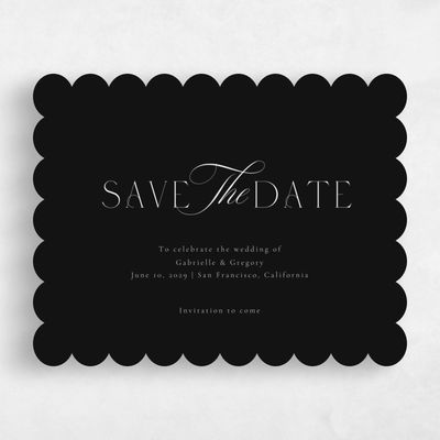 Black Scalloped Wedding Save the Date - Payton Landscape