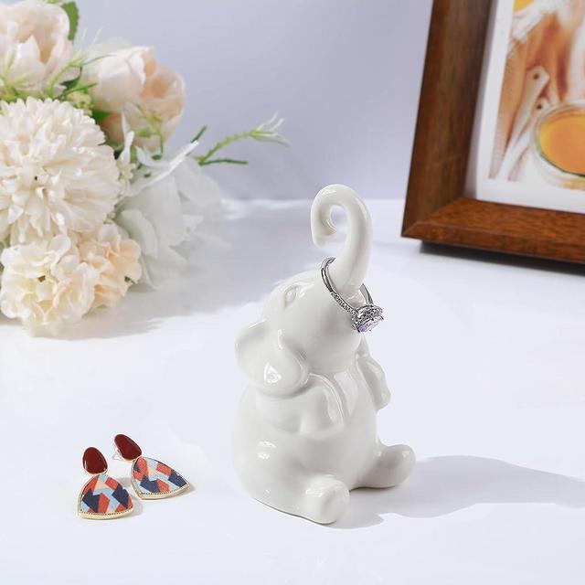 Elephant Gifts Elephant Ring Holder Wedding Gifts Cute Ring Stand Engagement Ring Holder Wedding Bridal Shower Gifts Elephant Decor White Elephant Gifts for Women Mom Birthday Christmas Gifts