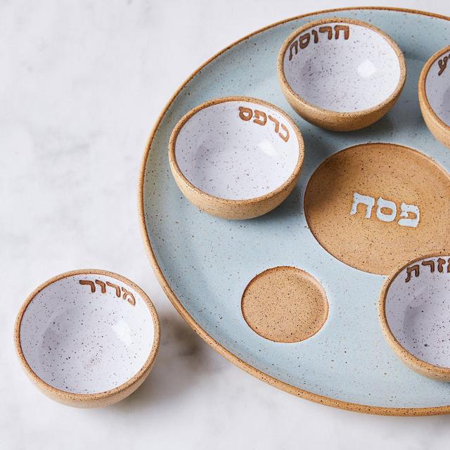 Handmade Seder Plate (White)