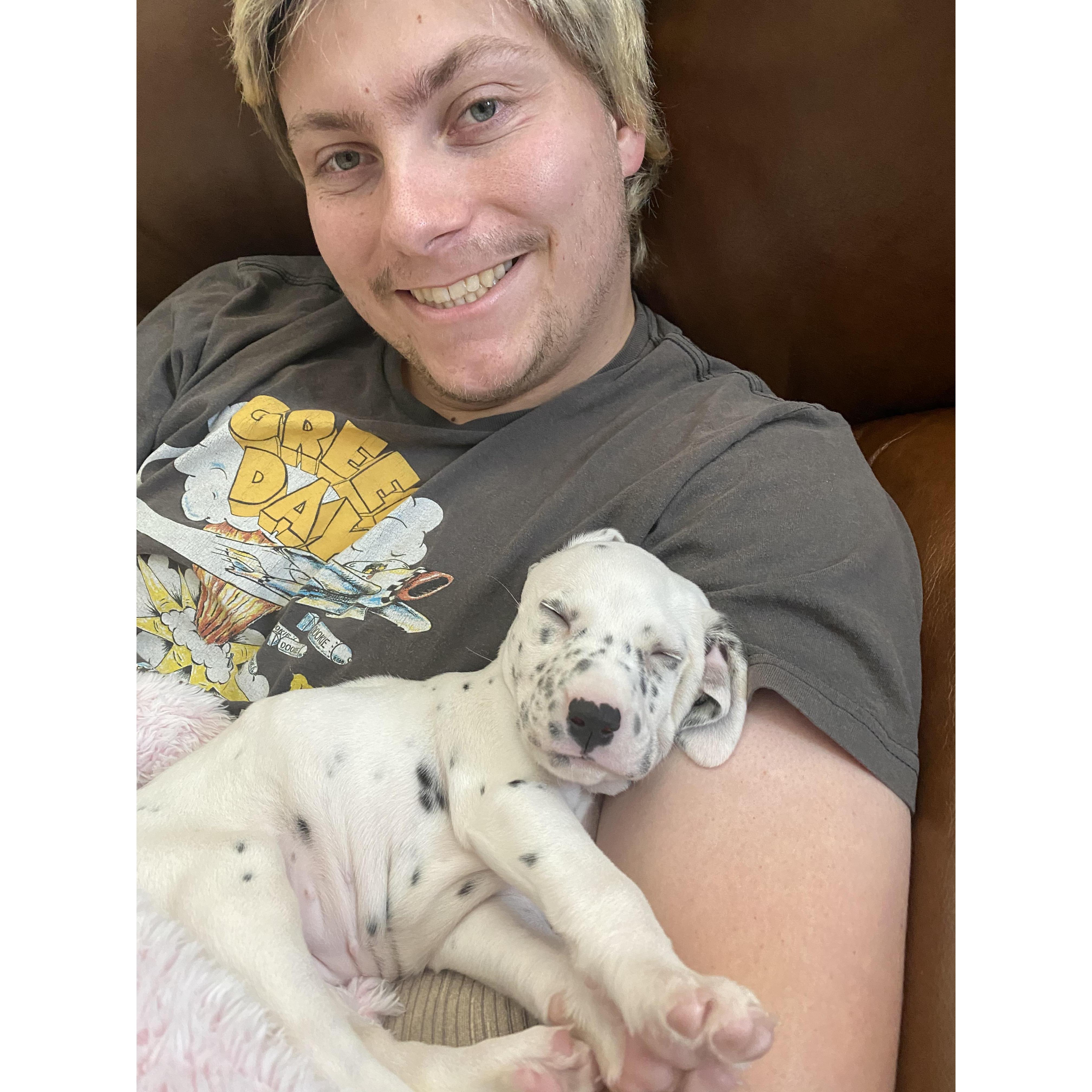 When our baby Banjo came home.