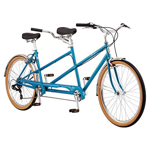 Schwinn Twinn Classic Tandem Adult Beach Cruiser Bike, Double Seater, Steel Low Step Frame, 7-Speed, Medium or Large Frame Options