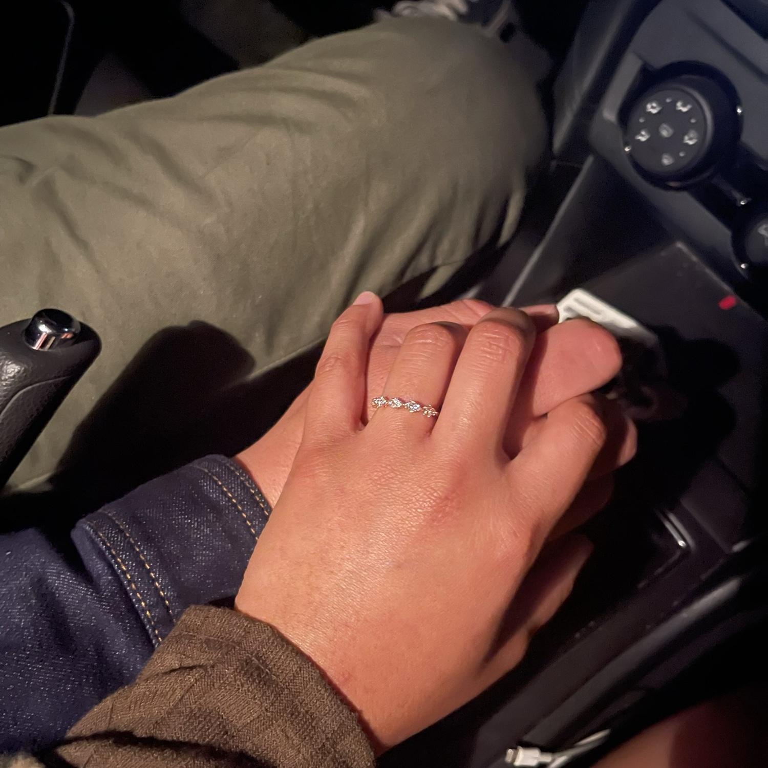 4-14-23 after our officially engaged car selfie, I took this photo. My heart was floating and I was obsessed 💍