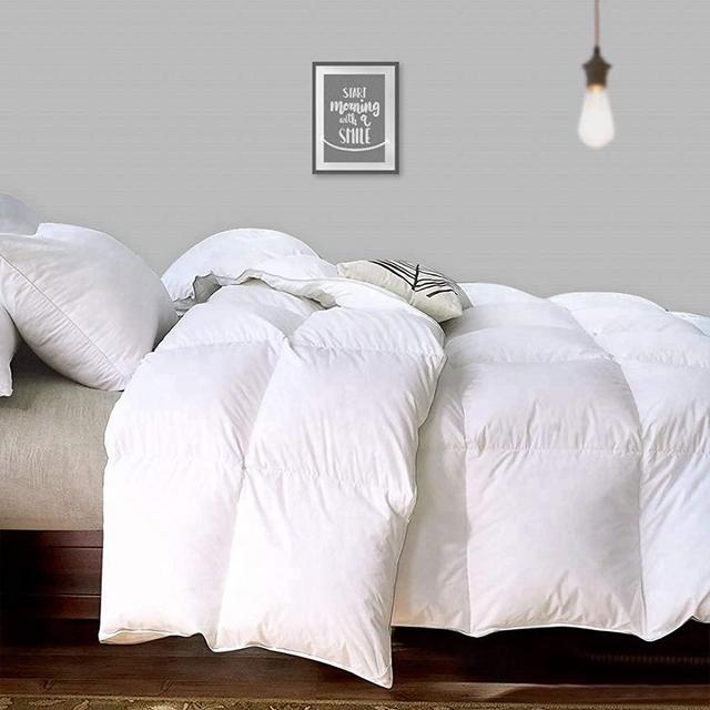 APSMILE Lightweight All-Season Feathers Down Comforter for Warm Sleepers/Hot Sleepers, Ultra-Soft Pima Cotton, 32oz Light Summer Feathers Down Duvet Insert with Ties (King, White)