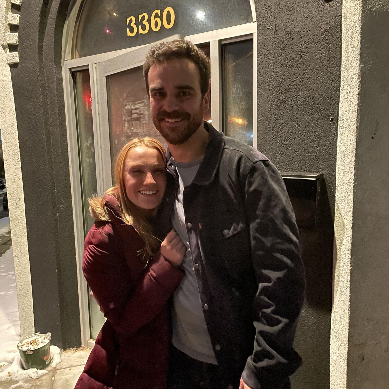 Our first photo together, taken after a few beers at High Lonesome, January 2023