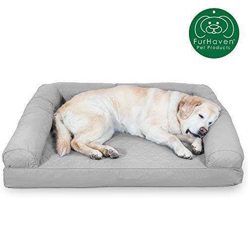 Furhaven Pet Dog Bed | Orthopedic Sofa-Style Traditional Living Room Couch Pet Bed w/ Removable Cover for Dogs & Cats - Available in Multiple Colors & Styles