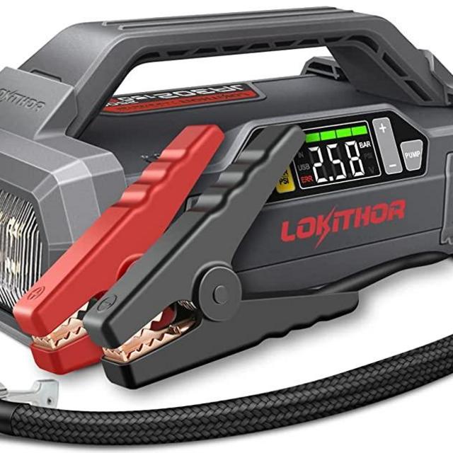 LOKITHOR JA302 Jump Starter with Air Compressor, 2500Amp 12V Car Battery Booster for Up to 8.5L Gas or 6.5L Diesel, 150 PSI Tire Inflator with Digital Screen, 36 Months Ultra-Long Standby