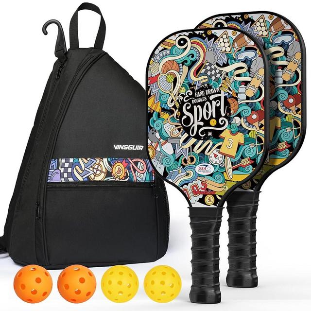 VINSGUIR Pickleball Paddles Set of 2, USAPA Approved Pickleball Paddles with 4 Pickleball Balls, 1 Pickleball Bag, 2 Sport Headbands (Optional) Pickleball Set Gifts for Women Men Beginners