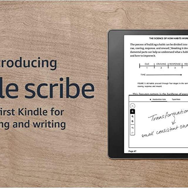 Introducing Kindle Scribe (64 GB), the first Kindle for reading and writing, with a 10.2” 300 ppi Paperwhite display, includes Premium Pen