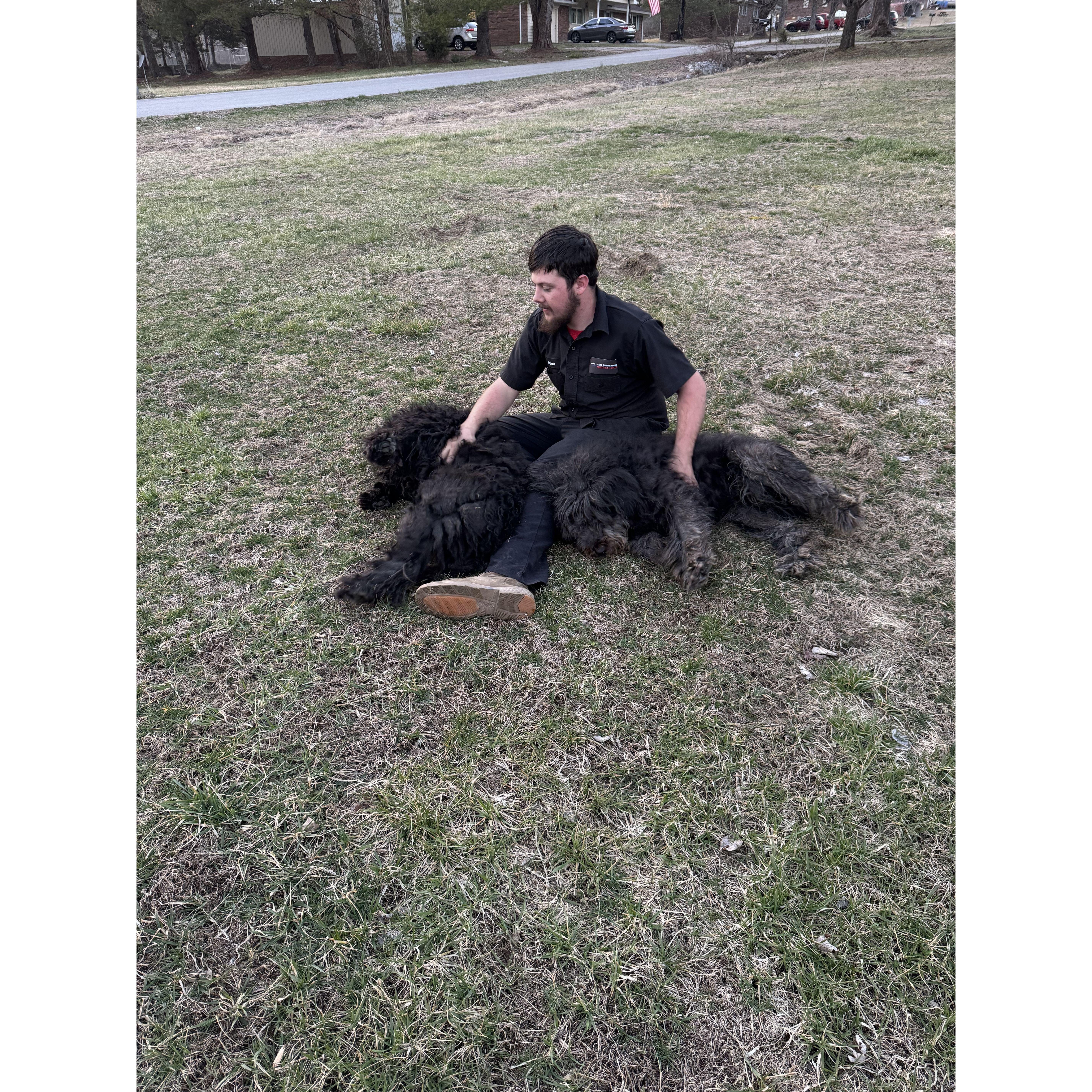 just a picture I love of kaleb and the puppies