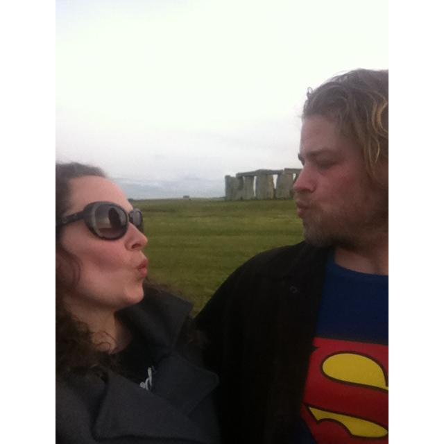 Harrison and Em kissing at Stonehenge!