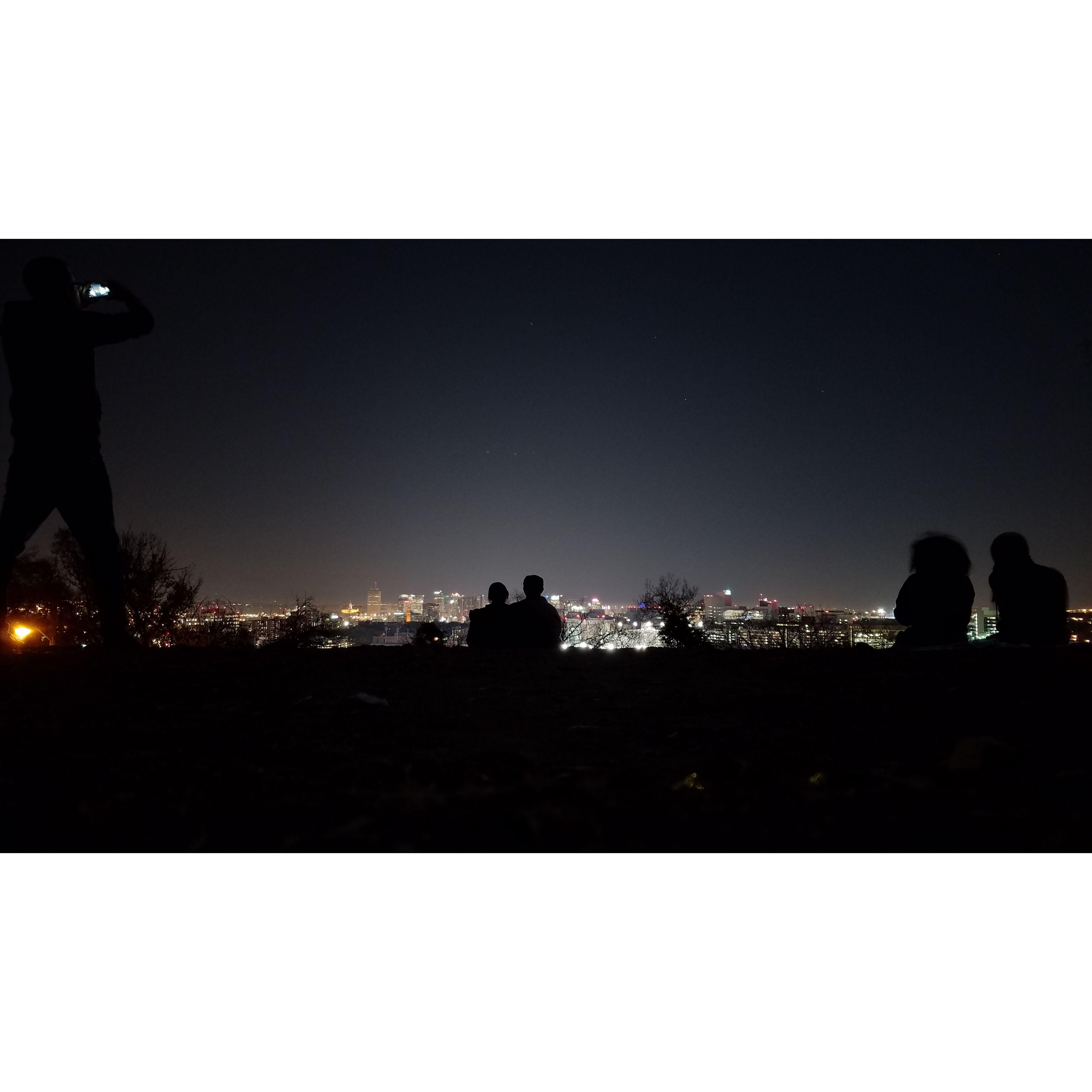 Love Circle, Nashville, overlooking the city on a clear night with friends.