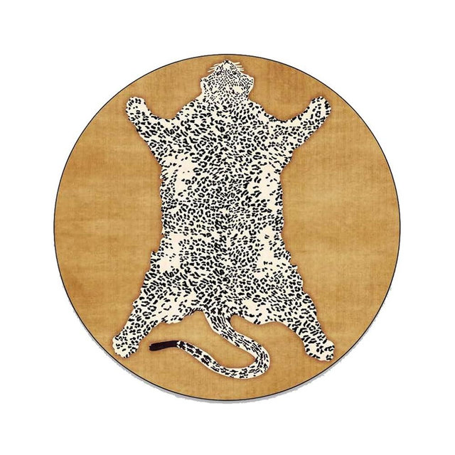 LIKETN Vintage Tiger Print Round Area Rug Luxury Boho Decor Carpet for Farmhouse Bedroom Large Living Room Courtyard Kitchen Runner Rugs Non Slip Indoor Outdoor Door Mat Home Décor 3.6' X 3.6'
