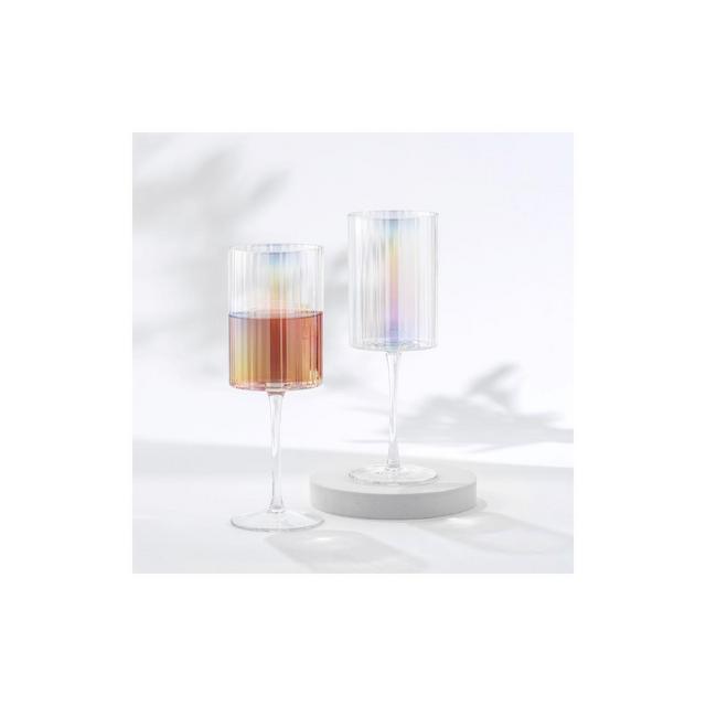 JoyJolt Christian Siriano New York Chroma Iridescent Red Wine Glass - 17.5 oz - Set of 2
