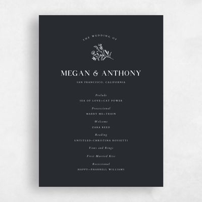 Black Simple Wedding Program - Bellisi