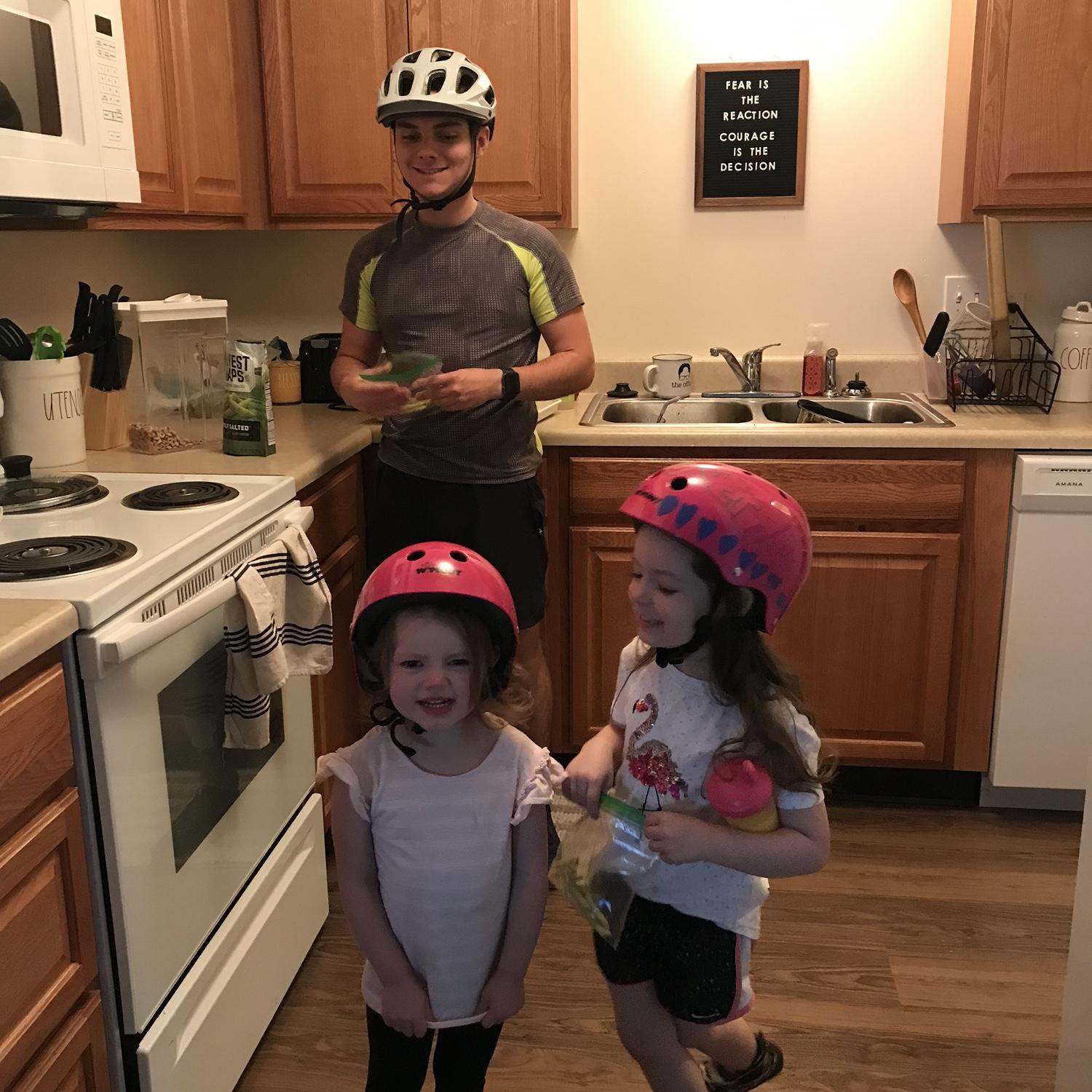 Getting ready to bike together!