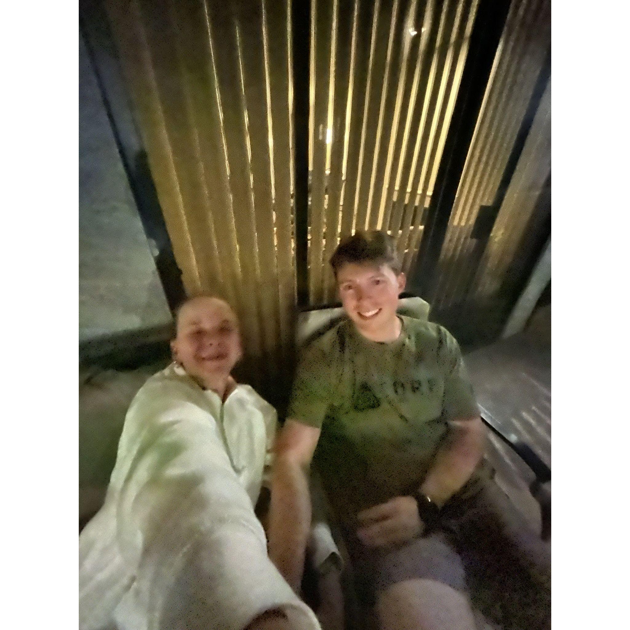 blurry apartment patio selfie post-engagement weekend
