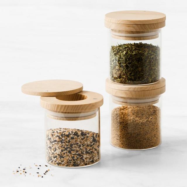 Hold Everything Spice Jar Stacking Ashwood One Size with Sifter, Set of 3