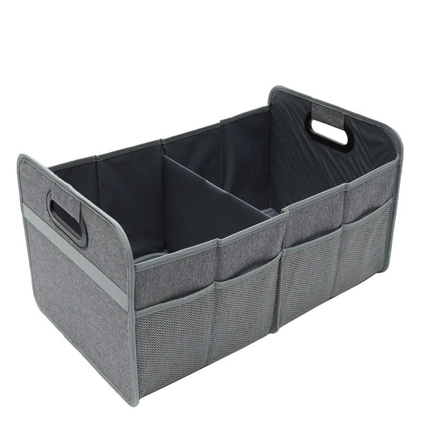 Unique Bargains Universal Car Trunk Organizer Multi Compartments Car Storage Organizer Foldable Gray 1 Pc