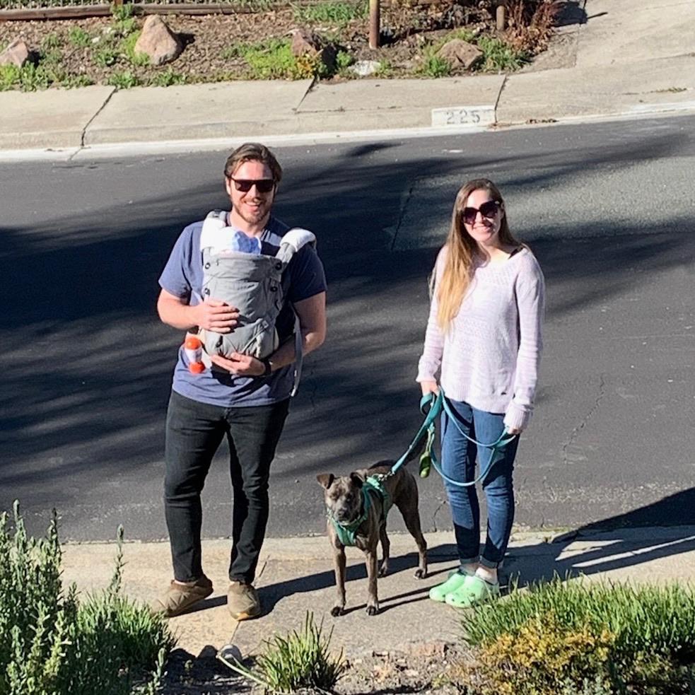 Borrowing Katherine and Neil's family for a walk around the neighborhood.