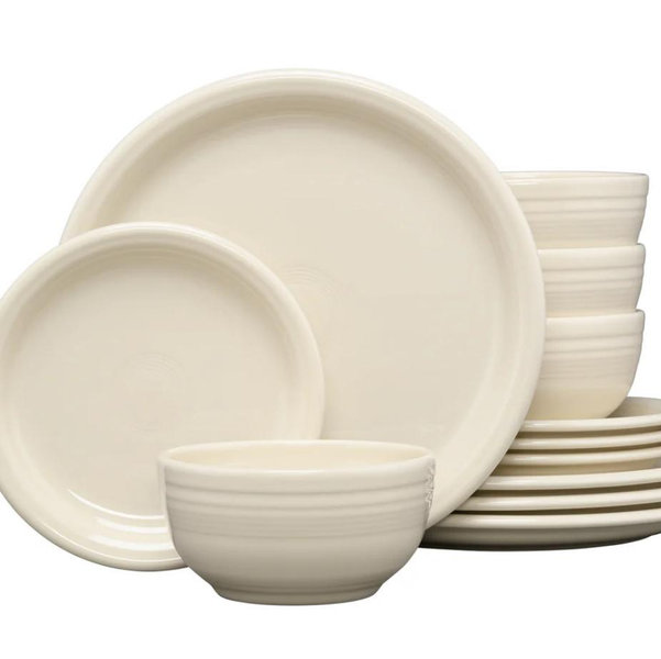Bistro Coupe 12-Piece Dinnerware Set, Service for 4 shade LINEN