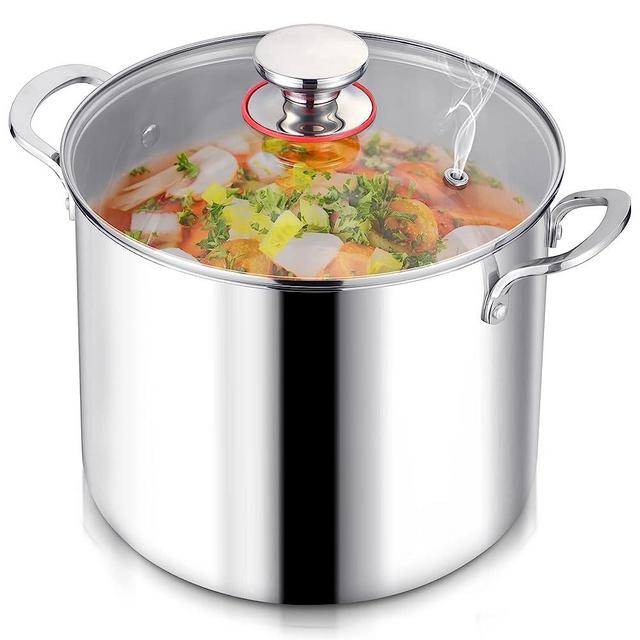 ARC USA Aluminum Stock Pot Tamale Steamer Pot with Steamer Rack & Steamer  Tube Wooden Handle Silver 12 Quart 