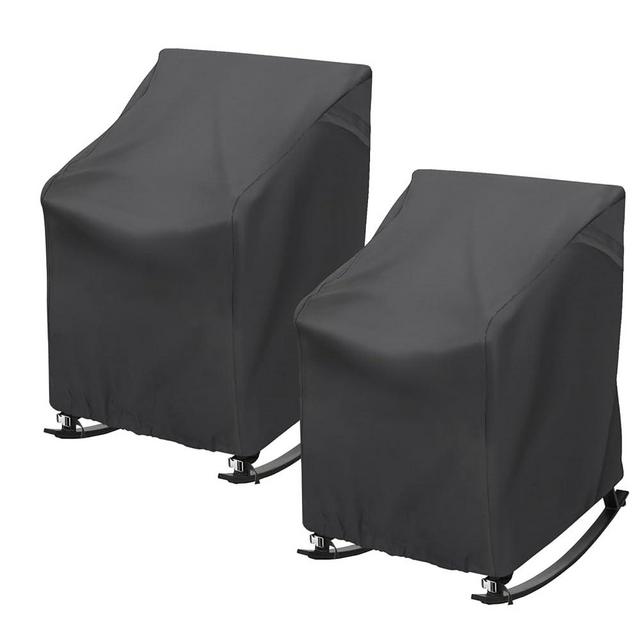 TORUTA Outdoor Rocking Chair Cover 27.5" L x 32.5" D x 39" H Grey 420D Waterproof Oxford Fabric Production Patio Furniture Rocking Chair Covers (Black-2 packs, 27.5" L x 32.5" D x 39" H)