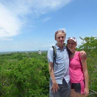 Top of the temple in Tikal down in Guatemala