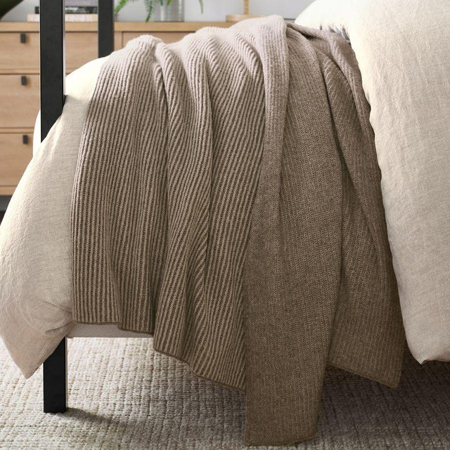 Reversible Rib Blanket, One Size, Flax