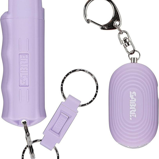 SABRE Personal Safety Kit with Pepper Spray and 2-in-1 Personal Alarm with LED Light, 0.54 fl oz, 25 Bursts,130dB Alarm, Audible Up to 1,250 Feet