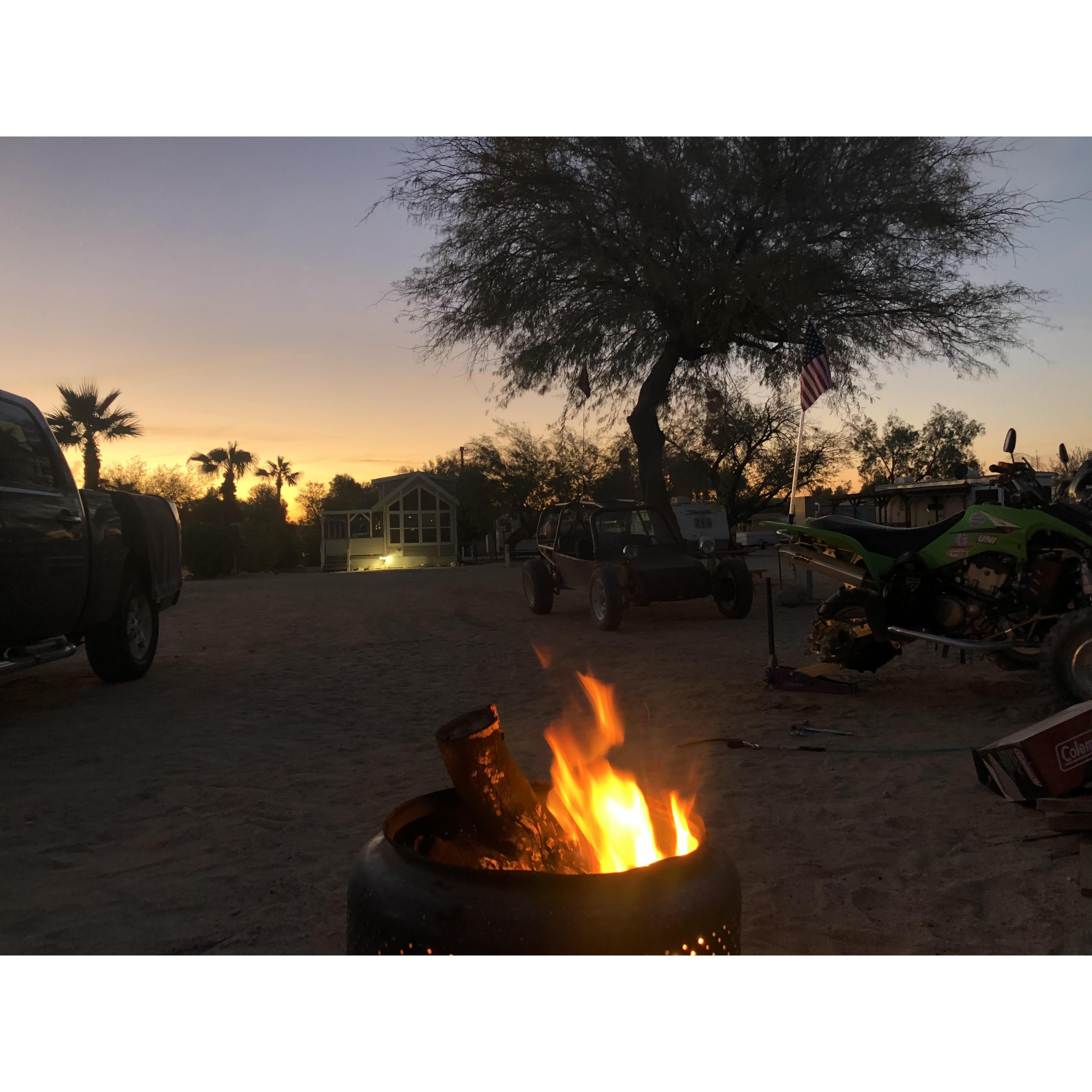 Camping at the desert.