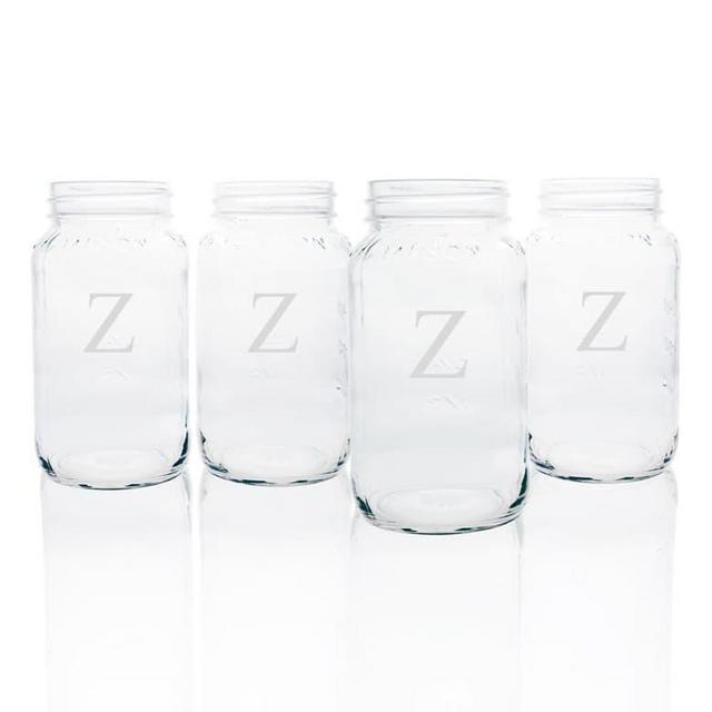Monogram Glass Mason Jar Mugs
