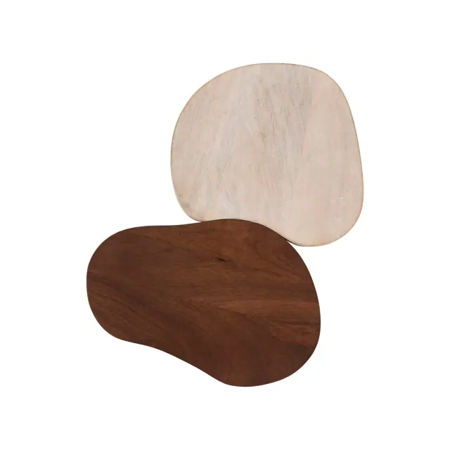 Storied Home Mango Wood Organic Shaped Cheese/Cutting Boards, Set of 2
