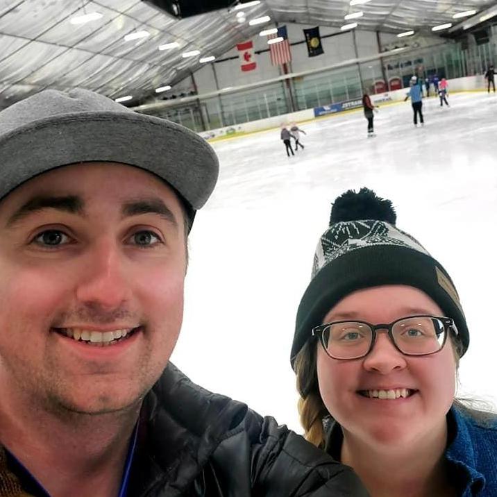 Paul forcing Nichole to try new things, like ice-skating.