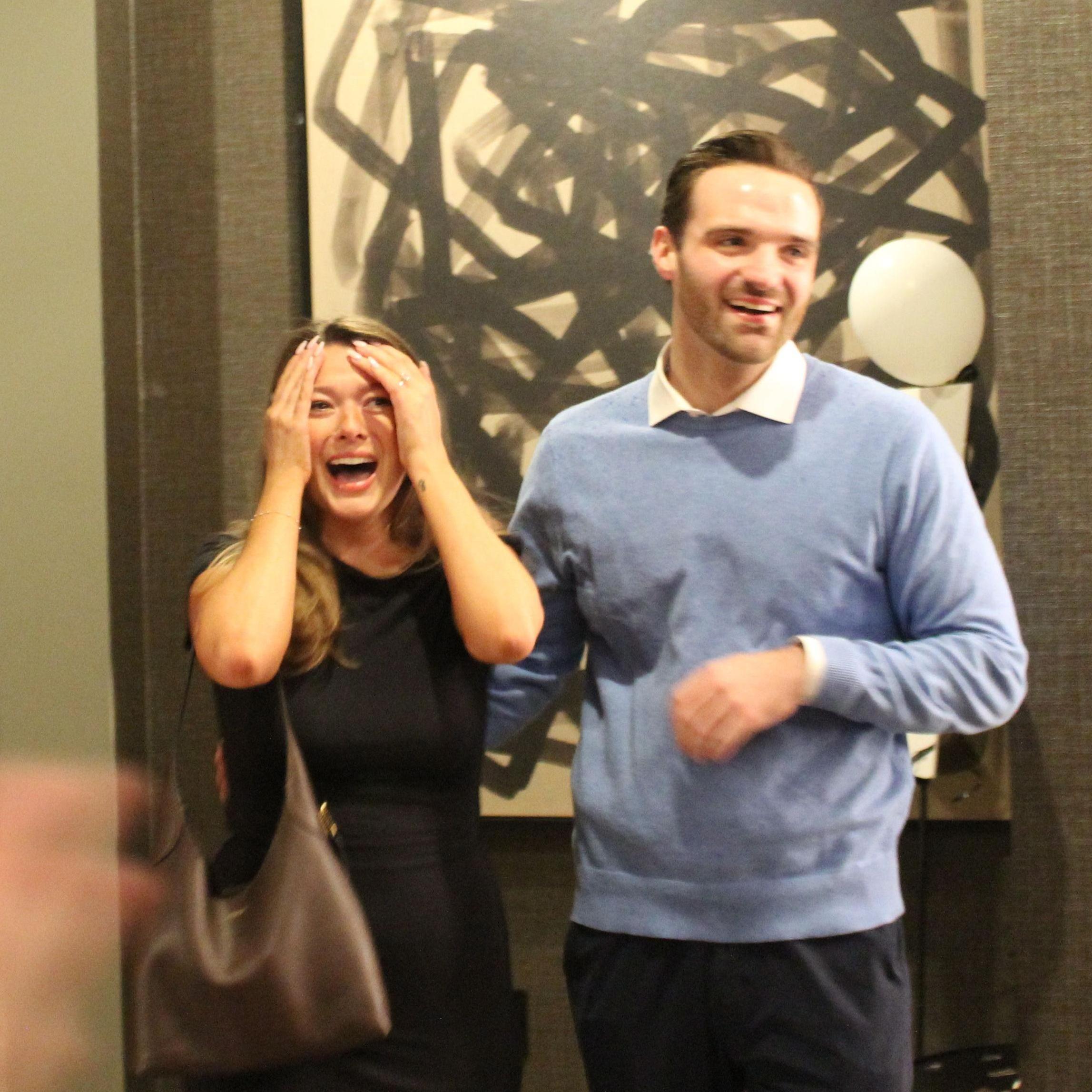James had all of Blair's best friends travel to Pittsburgh to surprise her on the best day of her life... what a guy!