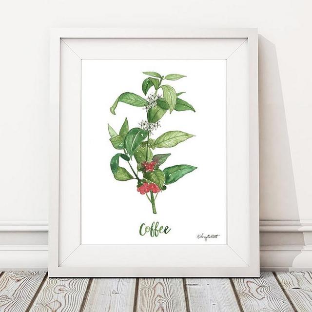 Coffee Plant Herb Wall Art | Size 5x7 with Mat