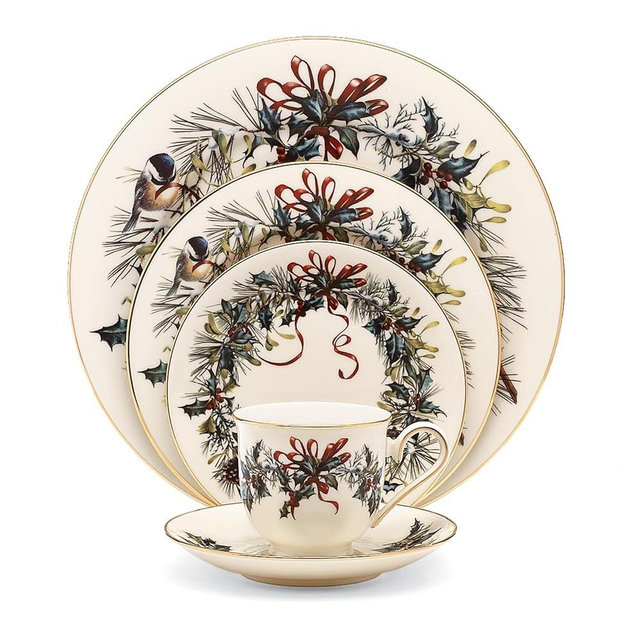 Lenox Winter Greetings 5-Piece Place Setting, 4.05 LB, Red & Green