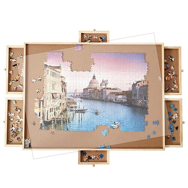 Oliqa 1500 Pieces of Jigsaw Puzzle Board with 6 Drawers & Covers, Portable Jigsaw Puzzle Table, 26'' X 34", Puzzle Accessories Puzzle Storage，Suitable for Adults and Children
