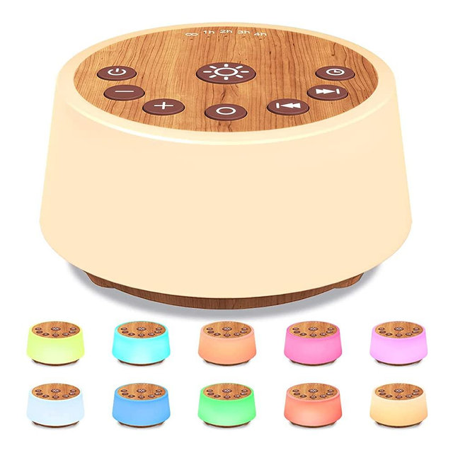 Color Noise Sound Machines with 10 Colors Night Light 25 Soothing Sounds and Sleep White Noise Machine 32 Volume Levels 5 Timers 3 Adjustable Brightness Memory Function for Adult Kid Baby (Wood Grain)